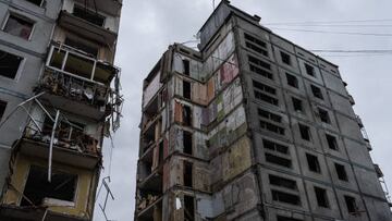 ZAPORIZHZHIA, UKRAINE - OCTOBER 28: An apartment block lies in ruins after being hit by a Russian missile earlier in the month, on October 28, 2022 in Zaporizhzhia oblast, Ukraine. Russian officials stated today that they have finished moving civilians out of the occupied city of Kherson ahead of an expected battle with Ukrainian forces. (Photo by Carl Court/Getty Images)