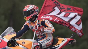 Marc M&aacute;rquez celebrando su GP 100 en MotoGP. 