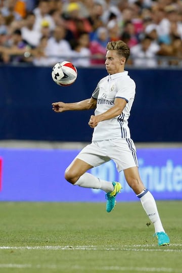 COLUMBUS, OH - JULY 27: Marcos Llorente #27 of Real Madrid C.F. controls the ball during the second half of the game against Paris Saint-Germain F.C