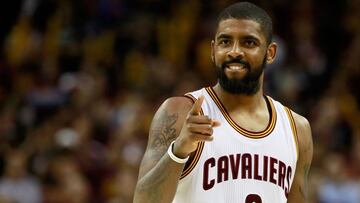 CLEVELAND, OH - MAY 23: Kyrie Irving #2 of the Cleveland Cavaliers celebrates late in the fourth quarter of their 112 to 99 win over the Boston Celtics during Game Four of the 2017 NBA Eastern Conference Finals at Quicken Loans Arena on May 23, 2017 in Cleveland, Ohio. NOTE TO USER: User expressly acknowledges and agrees that, by downloading and or using this photograph, User is consenting to the terms and conditions of the Getty Images License Agreement.   Gregory Shamus/Getty Images/AFP
 == FOR NEWSPAPERS, INTERNET, TELCOS &amp; TELEVISION USE ONLY ==