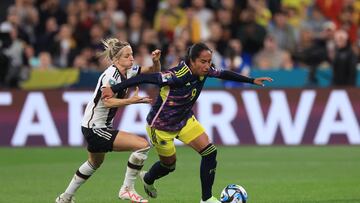 Sydney (Australia), 30/07/2023.- Mayra Ramirez of Colombia (R) during the FIFA Women's World Cup 2023 soccer match between Germany and Colombia at Sydney Football Stadium in Sydney, Australia, 30 July 2023. (Mundial de Fútbol, Alemania) EFE/EPA/BIANCA DE MARCHI EDITORIAL USE ONLY/ AUSTRALIA AND NEW ZEALAND OUT
