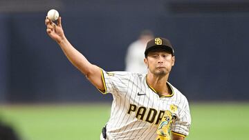 SAN DIEGO, CA - SEPTEMBER 16: Yu Darvish #11 of the San Diego Padres pitches during the first inning of a baseball game against the Houston Astros, September 16, 2024 at Petco Park in San Diego, California. Denis Poroy/Getty Images/AFP (Photo by DENIS POROY / GETTY IMAGES NORTH AMERICA / Getty Images via AFP)