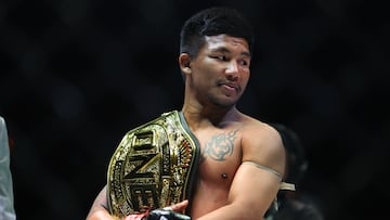 DENVER, COLORADO - MAY 5: Rodtang Jitmuangnon celebrates his TKO victory at ONE Championship Fight Night 10 on May 5, 2023, at the 1st Bank Center in Denver, Colorado. (Photo by Christopher Colon/Pximages/Icon Sportswire via Getty Images)