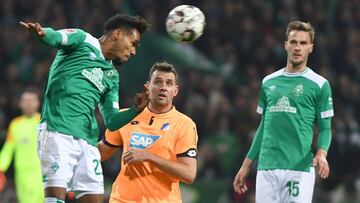 Una imagen del partido de la Bundesliga que enfrentó ayer miércoles 19 al Werder Bremen y al Hoffenheim.