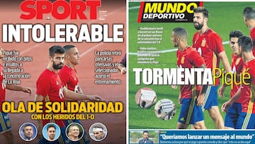 Portadas de &#039;Sport&#039; y &#039;Mundo Deportivo&#039; del martes, 3 de octubre de 2017.