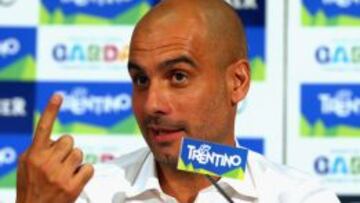 Guardiola, durante su rueda de prensa.