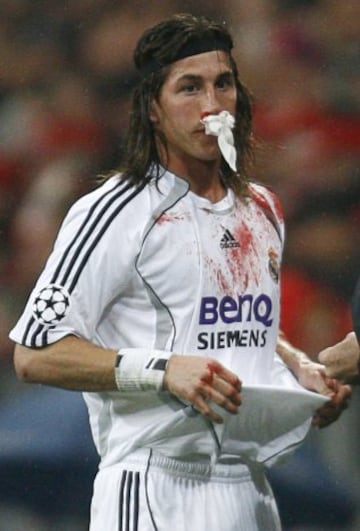 07/03/2007 Bayern-Real Madrid 2-1. Sergio Ramos metió un gol legal (que fue anulado) en los últimos minutos que daba el pase al Madrid y se fue de Múnich con una fractura nasal tras un salto.