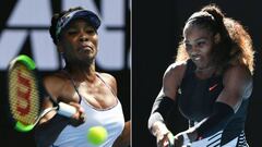 This combination of pictures created on January 27, 2017 shows
 Venus Williams of the US (L) hitting a return against Coco Vandeweghe of the US during their women&#039;s singles semi-final match and Serena Williams of the US (R) hitting a return against Croatia&#039;s Mirjana Lucic-Baroni during their women&#039;s singles semi-final match on day 11 of the Australian Open tennis tournament in Melbourne on January 26, 2017.
 
 Serena and Venus will contest the Australian Open women&#039;s singles final on January 28 setting up their first major final together in eight years. / AFP PHOTO / GREG WOOD AND SAEED KHAN / IMAGE RESTRICTED TO EDITORIAL USE - STRICTLY NO COMMERCIAL USE
 IMAGE RESTRICTED TO EDITORIAL USE - STRICTLY NO COMMERCIAL USE