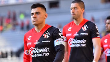 Aldo Rocha of Atlas during the 15th round match between Atlas and Atletico San Luis as part of the Torneo Clausura 2024 Liga BBVA MX at Jalisco Stadium on April 14, 2024 in Guadalajara, Jalisco, Mexico.