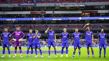     Players of Cruz Azul during the game Cruz Azul vs Puebla, corresponding to Round 17 of the Torneo Apertura 2023 of the Liga BBVA MX, at Azteca Stadium, on November 12, 2023. 

<br><br>

Jugadores de Cruz Azul durante el partido Cruz Azul vs Puebla, correspondiente a la Jornada 17 del Torneo Apertura 2023 de la Liga BBVA MX, en el Estadio Azteca, el 12 de Noviembre de 2023