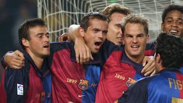  Luis Enrique, Philip Cocu, Frederic Dehu, Frank de Boer, Patrick Kluivert y Luis Figo con el Barcelona.