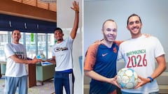 Im&aacute;genes de Samuel Eto&#039;o y de Andr&eacute;s Iniesta con el influencer marroqu&iacute; Saab Abid tomadas durante su campa&ntilde;a para apoyar la candidatura de Marruecos al Mundial 2026 #MAYEMKENCH2026.