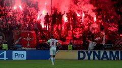 Los ultras del Spartak en el partido frente al Maribor. 