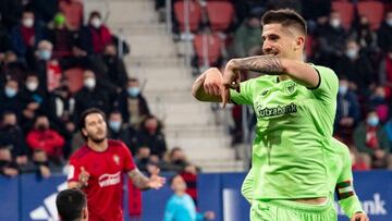 Sancet celebra su primer gol a Osasuna.