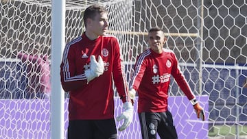 Lunin y Masip, en un entrenamiento.