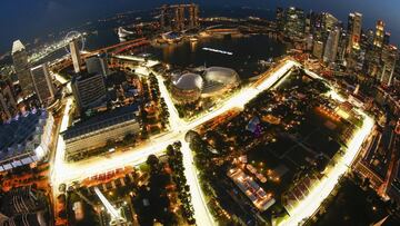 Fotografía aérea del circuito de Marina Bay en Singapur.