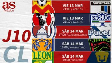 Fechas y horarios de la Jornada 10 de la Liga MX