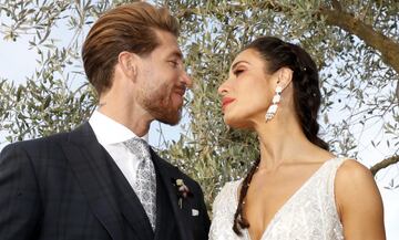 Sergio Ramos y Pilar Rubio en la finca donde se celebra la fiesta. 