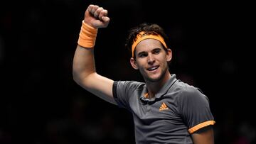 Tennis - ATP Finals - The O2, London, Britain - November 16, 2019 Austria's Dominic Thiem celebrates after winning his semi final match against Germany's Alexander Zverev Action Images via Reuters/Tony O'Brien