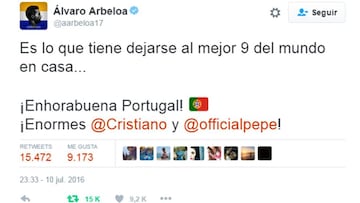 Palo de Álvaro Arbeloa a Francia: "Es lo que tiene dejar al mejor 9 del mundo en casa"