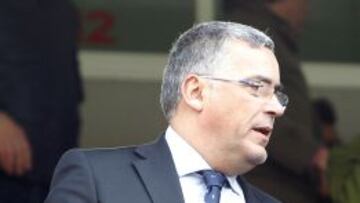 Joan Collet con Martín Presa durante el Rayo - Espanyol de la última jornada liguera.