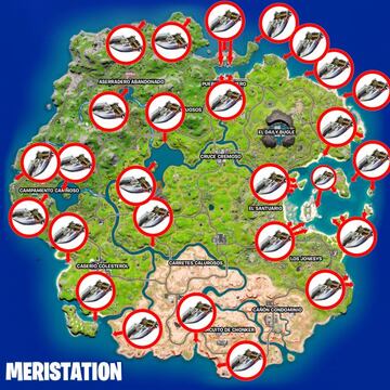 Todas las ubicaciones de lanchas motoras en la Temporada 1 de Fortnite Capítulo 3