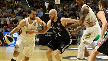Sergio Llull, durante el partido de los cuartos de final de la Copa del Rey que ha enfrentado al Real Madrid y al Bilbao Basket