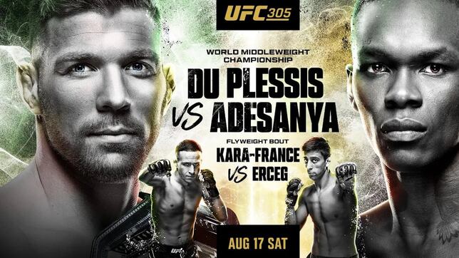 Cartelera completa del UFC 305: combates, orden y horarios más allá del Du Plessis vs Adesanya