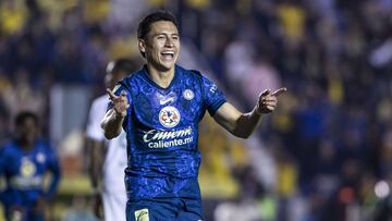 Ramon Juarez celebrates his goal of America 2-1 after being reviewed by the VAR and is annulled for offside during the 9th round match between America and Leon as part of the Liga BBVA MX, Torneo Clausura 2025 at Ciudad de los Deportes Stadium, on February 19, 2025 in Mexico City, Mexico.