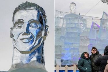 Cristiano Ronaldo: la criticada estatua de hielo del jugador del Real Madrid