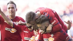 Alegr&iacute;a de los jugadores de Osasuna tras su victoria al Albacete