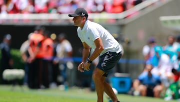 GUADALAJARA (MÉXICO), 16/07/2023.- Ernesto Valverde entrenador de Athletic de Bilbao reacciona hoy, durante un partido del trofeo Árbol de Gernnika disputado en el Estadio Akron, en Guadalajara (México). EFE/ Francisco Guasco
