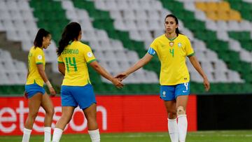Jugadoras de Brasil en un partido de la Copa América Femenina.