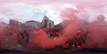 Gran ambiente en las calles de Basilea antes de la final. 