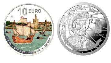 Diseño de la cuarta moneda de la serie 'V Centenario de la vuelta al Mundo'