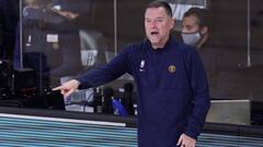 Denver Nuggets head coach Michael Malone directs his team during the first half of an NBA conference semifinal playoff basketball game against the Los Angeles Clippers Monday, Sept. 7, 2020, in Lake Buena Vista, Fla. (AP Photo/Mark J. Terrill)