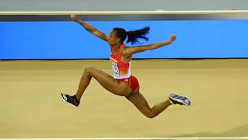 GLASGOW, SCOTLAND - MARCH 03:  Ana Peleteiro of Spain in action during the final of the women&#039;s triple jump on day three of the 2019 European Athletics Indoor Championships at Emirates Arena on March 3, 2019 in Glasgow, Scotland.  (Photo by Michael S