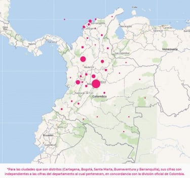 Mapa de casos y muertes por coronavirus por departamentos en Colombia: hoy, 9 de agosto