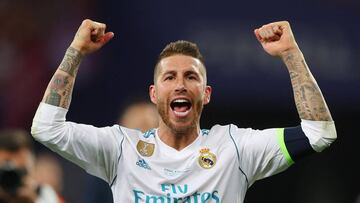 Soccer Football - Champions League Final - Real Madrid v Liverpool - NSC Olympic Stadium, Kiev, Ukraine - May 26, 2018   Real Madrid&#039;s Sergio Ramos celebrates winning the Champions League at the end of the match    REUTERS/Hannah McKay