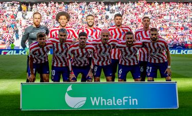 El once inicial del Atlético de Madrid. 