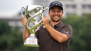 Xander Schauffele celebra su victoria en el PGA Baycurrent Classic.