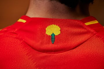 Tanto en la camiseta local como en la visitante, en el cuello de la espalda, aparece la flor del clavel. El smbolo del clavel tiene sus races en el legado del emperador Carlos I de Espa?a y V de Alemania el cual entreg a su esposa Isabel de Portugal el primer clavel de la historia de Espa?a.