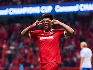 Jesus Gallardo celebrates his goal 4-0 of Toluca during the round of 16 second leg match between Toluca and San Diego FC as part of the CONCACAF Champions Cup 2026, at Nemesio Diez Stadium, on March 18, 2026 in Toluca, Estado de Mexico, Mexico.