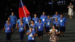 El equipo de Samoa desfila durante la ceremonia de inauguraci&oacute;n de los Juegos Ol&iacute;mpicos de Londres 2012.