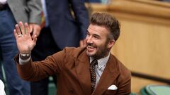 LONDON, ENGLAND - JULY 06: David Beckham is seen in the Royal Box before Rafael Nadal of Spain plays against Taylor Frirtz of The United States during their Men's Singles Quarter Final match on day ten of The Championships Wimbledon 2022 at All England Lawn Tennis and Croquet Club on July 06, 2022 in London, England. (Photo by Clive Brunskill/Getty Images)