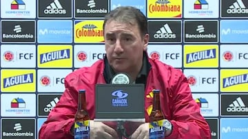Néstor Lorenzo, entrenador de la Selección Colombia, en rueda de prensa.
