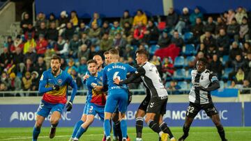 Players in action during the LaLiga Smartbank match between FC Andorra v UD Las Palmas at Estadi Nacional in Andorra La Vella, Andorra, on March 3, 2023 . (Photo by Martin Silva Cosentino/NurPhoto via Getty Images)