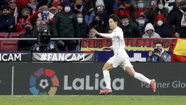 Kubo celebra el 1-2 en el Atlético-Mallorca