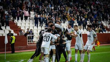 Alegría del Albacete ante el Zaragoza en el Carlos Belmonte.