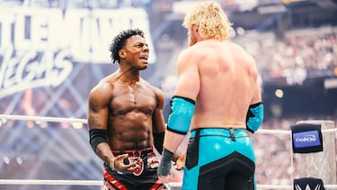 Combate entre IShowSpeed y Logan Paul durante WrestleMania 42: Noche 1 en el Allegiant Stadium.